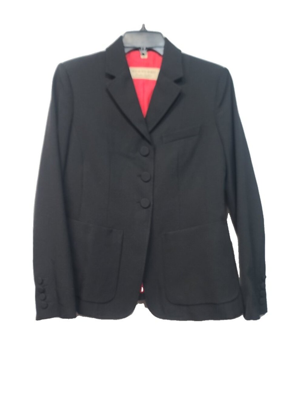Burberry Landow Wool Twill Tailored Jacket Blazer Size 6 Black